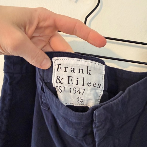 Frank & Eileen kinsale crop Italian performance linen sailor pants navy blue 12 - Picture 2 of 9